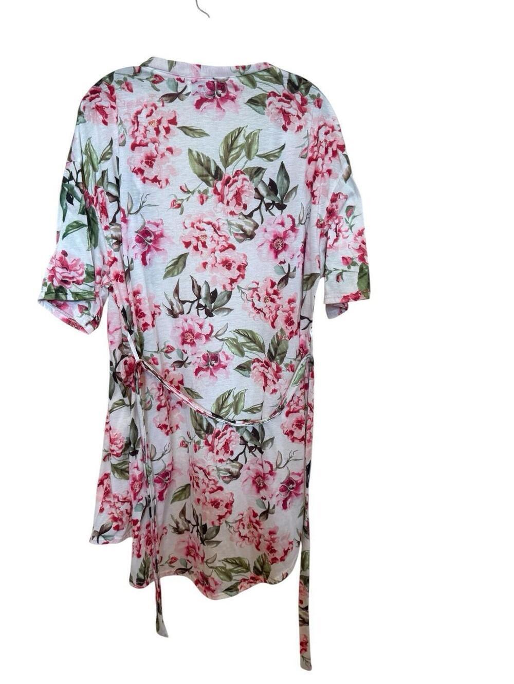 Show Me Your Mumu O/S Brie Garden of Blooms Short Kimono Robe Pink Green Floral - Picture 3 of 6